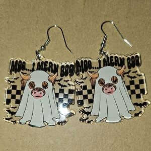 Ghost Cow Halloween Earrings